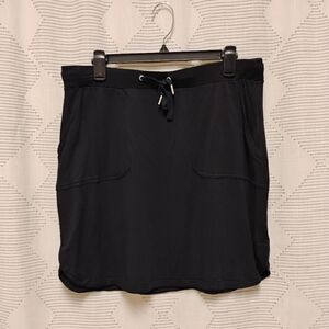 Liz Claiborne Weekend Navy Blue Casual Skirt Pockets Women's Size Large Rayon